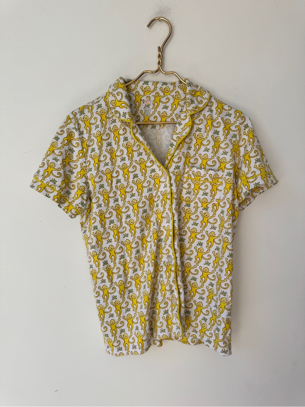 Roberta Roller Rabbit Yellow & White Monkey Print Short Pajama Set